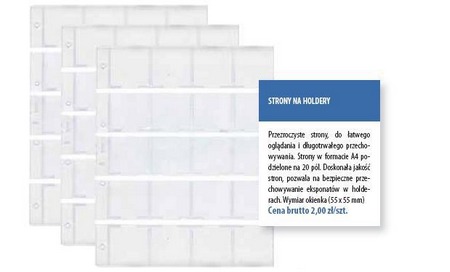 Strony na monety w holderach - format A4