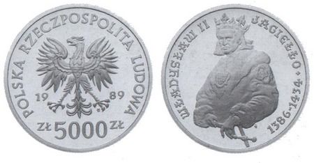5000 złotych - Władysław Jagiełło (półpostać)